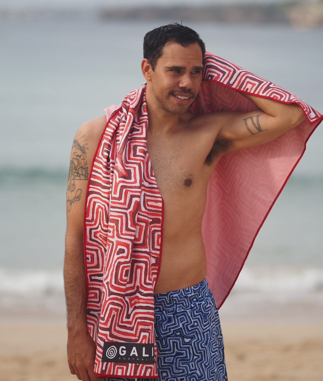 Lukarrara (Red) - Recycled Sand Free Beach Towel