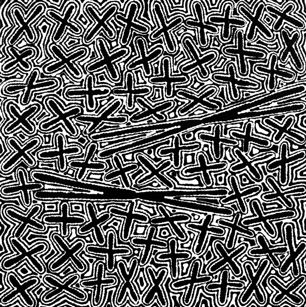 Aboriginal painting by Kenneth Jungarrayi Martin - Ngatijirri Jukurrpa [Budgerigar Dreaming]