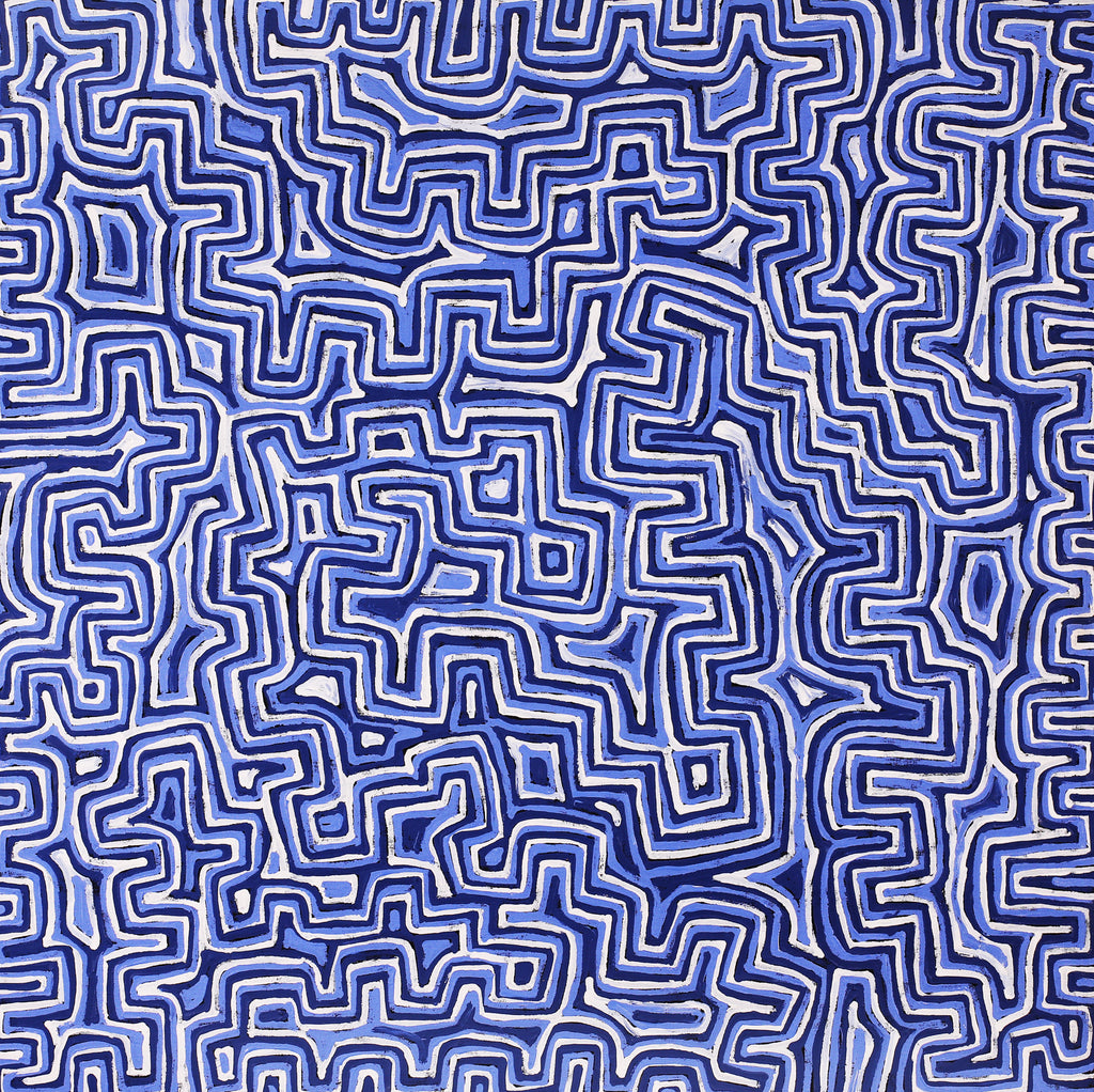Aboriginal painting by Pauline Napangardi Gallagher - Lukarrara Jukurrpa [Desert Fringe-Rush Seed Dreaming]